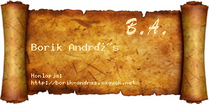 Borik András névjegykártya
